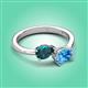 3 - Afra 1.85 ctw London Blue Topaz Pear Shape (7x5 mm) & Blue Topaz Oval Shape (7x5 mm) Toi Et Moi Engagement Ring 