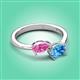 3 - Afra 1.90 ctw Pink Sapphire Pear Shape (7x5 mm) & Blue Topaz Oval Shape (7x5 mm) Toi Et Moi Engagement Ring 