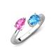 4 - Afra 1.90 ctw Pink Sapphire Pear Shape (7x5 mm) & Blue Topaz Oval Shape (7x5 mm) Toi Et Moi Engagement Ring 