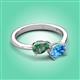 3 - Afra 1.86 ctw Lab Created Alexandrite Pear Shape (7x5 mm) & Blue Topaz Oval Shape (7x5 mm) Toi Et Moi Engagement Ring 