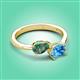 3 - Afra 1.86 ctw Lab Created Alexandrite Pear Shape (7x5 mm) & Blue Topaz Oval Shape (7x5 mm) Toi Et Moi Engagement Ring 