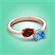 3 - Afra 1.90 ctw Red Garnet Pear Shape (7x5 mm) & Blue Topaz Oval Shape (7x5 mm) Toi Et Moi Engagement Ring 