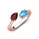 4 - Afra 1.90 ctw Red Garnet Pear Shape (7x5 mm) & Blue Topaz Oval Shape (7x5 mm) Toi Et Moi Engagement Ring 