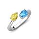 4 - Afra 1.90 ctw Yellow Sapphire Pear Shape (7x5 mm) & Blue Topaz Oval Shape (7x5 mm) Toi Et Moi Engagement Ring 