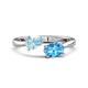 1 - Afra 1.60 ctw Aquamarine Pear Shape (7x5 mm) & Blue Topaz Oval Shape (7x5 mm) Toi Et Moi Engagement Ring 