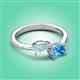 3 - Afra 1.60 ctw Aquamarine Pear Shape (7x5 mm) & Blue Topaz Oval Shape (7x5 mm) Toi Et Moi Engagement Ring 