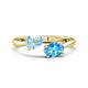 1 - Afra 1.60 ctw Aquamarine Pear Shape (7x5 mm) & Blue Topaz Oval Shape (7x5 mm) Toi Et Moi Engagement Ring 