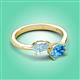 3 - Afra 1.60 ctw Aquamarine Pear Shape (7x5 mm) & Blue Topaz Oval Shape (7x5 mm) Toi Et Moi Engagement Ring 