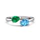 1 - Afra 1.80 ctw Emerald Pear Shape (7x5 mm) & Blue Topaz Oval Shape (7x5 mm) Toi Et Moi Engagement Ring 