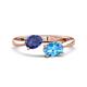 1 - Afra 1.60 ctw Iolite Pear Shape (7x5 mm) & Blue Topaz Oval Shape (7x5 mm) Toi Et Moi Engagement Ring 