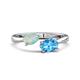 1 - Afra 1.35 ctw Opal Pear Shape (7x5 mm) & Blue Topaz Oval Shape (7x5 mm) Toi Et Moi Engagement Ring 