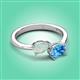 3 - Afra 1.35 ctw Opal Pear Shape (7x5 mm) & Blue Topaz Oval Shape (7x5 mm) Toi Et Moi Engagement Ring 