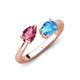 4 - Afra 1.70 ctw Pink Tourmaline Pear Shape (7x5 mm) & Blue Topaz Oval Shape (7x5 mm) Toi Et Moi Engagement Ring 