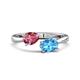 1 - Afra 1.70 ctw Pink Tourmaline Pear Shape (7x5 mm) & Blue Topaz Oval Shape (7x5 mm) Toi Et Moi Engagement Ring 