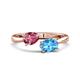1 - Afra 1.70 ctw Pink Tourmaline Pear Shape (7x5 mm) & Blue Topaz Oval Shape (7x5 mm) Toi Et Moi Engagement Ring 
