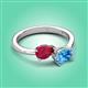 3 - Afra 1.95 ctw Ruby Pear Shape (7x5 mm) & Blue Topaz Oval Shape (7x5 mm) Toi Et Moi Engagement Ring 