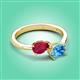 3 - Afra 1.95 ctw Ruby Pear Shape (7x5 mm) & Blue Topaz Oval Shape (7x5 mm) Toi Et Moi Engagement Ring 