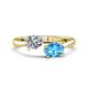 1 - Afra 1.90 ctw White Sapphire Pear Shape (7x5 mm) & Blue Topaz Oval Shape (7x5 mm) Toi Et Moi Engagement Ring 