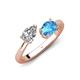 4 - Afra 1.90 ctw White Sapphire Pear Shape (7x5 mm) & Blue Topaz Oval Shape (7x5 mm) Toi Et Moi Engagement Ring 