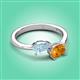 3 - Afra 1.32 ctw Aquamarine Pear Shape (7x5 mm) & Citrine Oval Shape (7x5 mm) Toi Et Moi Engagement Ring 