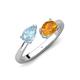 4 - Afra 1.32 ctw Aquamarine Pear Shape (7x5 mm) & Citrine Oval Shape (7x5 mm) Toi Et Moi Engagement Ring 