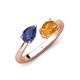 4 - Afra 1.32 ctw Iolite Pear Shape (7x5 mm) & Citrine Oval Shape (7x5 mm) Toi Et Moi Engagement Ring 