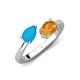 4 - Afra 1.62 ctw Blue Sapphire Pear Shape (7x5 mm) & Citrine Oval Shape (7x5 mm) Toi Et Moi Engagement Ring 