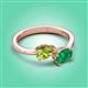 3 - Afra 1.60 ctw Peridot Pear Shape (7x5 mm) & Emerald Oval Shape (7x5 mm) Toi Et Moi Engagement Ring 