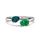 1 - Afra 1.65 ctw London Blue Topaz Pear Shape (7x5 mm) & Emerald Oval Shape (7x5 mm) Toi Et Moi Engagement Ring 