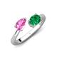 4 - Afra 1.70 ctw Pink Sapphire Pear Shape (7x5 mm) & Emerald Oval Shape (7x5 mm) Toi Et Moi Engagement Ring 