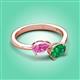 3 - Afra 1.70 ctw Pink Sapphire Pear Shape (7x5 mm) & Emerald Oval Shape (7x5 mm) Toi Et Moi Engagement Ring 