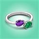 3 - Afra 1.45 ctw Amethyst Pear Shape (7x5 mm) & Emerald Oval Shape (7x5 mm) Toi Et Moi Engagement Ring 