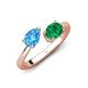 4 - Afra 1.65 ctw Blue Topaz Pear Shape (7x5 mm) & Emerald Oval Shape (7x5 mm) Toi Et Moi Engagement Ring 