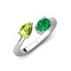 4 - Afra 1.60 ctw Peridot Pear Shape (7x5 mm) & Emerald Oval Shape (7x5 mm) Toi Et Moi Engagement Ring 