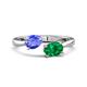 1 - Afra 1.55 ctw Tanzanite Pear Shape (7x5 mm) & Emerald Oval Shape (7x5 mm) Toi Et Moi Engagement Ring 