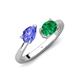 4 - Afra 1.55 ctw Tanzanite Pear Shape (7x5 mm) & Emerald Oval Shape (7x5 mm) Toi Et Moi Engagement Ring 
