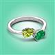 3 - Afra 1.60 ctw Peridot Pear Shape (7x5 mm) & Emerald Oval Shape (7x5 mm) Toi Et Moi Engagement Ring 