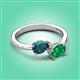 3 - Afra 1.65 ctw London Blue Topaz Pear Shape (7x5 mm) & Emerald Oval Shape (7x5 mm) Toi Et Moi Engagement Ring 