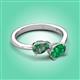3 - Afra 1.66 ctw Lab Created Alexandrite Pear Shape (7x5 mm) & Emerald Oval Shape (7x5 mm) Toi Et Moi Engagement Ring 