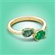 3 - Afra 1.66 ctw Lab Created Alexandrite Pear Shape (7x5 mm) & Emerald Oval Shape (7x5 mm) Toi Et Moi Engagement Ring 