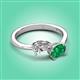 3 - Afra 1.65 ctw Moissanite Pear Shape (7x5 mm) & Emerald Oval Shape (7x5 mm) Toi Et Moi Engagement Ring 