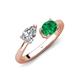 4 - Afra 1.65 ctw Moissanite Pear Shape (7x5 mm) & Emerald Oval Shape (7x5 mm) Toi Et Moi Engagement Ring 