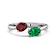 1 - Afra 1.70 ctw Red Garnet Pear Shape (7x5 mm) & Emerald Oval Shape (7x5 mm) Toi Et Moi Engagement Ring 