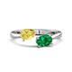 1 - Afra 1.70 ctw Yellow Sapphire Pear Shape (7x5 mm) & Emerald Oval Shape (7x5 mm) Toi Et Moi Engagement Ring 