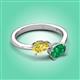 3 - Afra 1.70 ctw Yellow Sapphire Pear Shape (7x5 mm) & Emerald Oval Shape (7x5 mm) Toi Et Moi Engagement Ring 