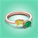 3 - Afra 1.70 ctw Yellow Sapphire Pear Shape (7x5 mm) & Emerald Oval Shape (7x5 mm) Toi Et Moi Engagement Ring 