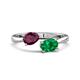 1 - Afra 1.70 ctw Rhodolite Garnet Pear Shape (7x5 mm) & Emerald Oval Shape (7x5 mm) Toi Et Moi Engagement Ring 