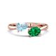 1 - Afra 1.40 ctw Aquamarine Pear Shape (7x5 mm) & Emerald Oval Shape (7x5 mm) Toi Et Moi Engagement Ring 