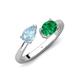 4 - Afra 1.40 ctw Aquamarine Pear Shape (7x5 mm) & Emerald Oval Shape (7x5 mm) Toi Et Moi Engagement Ring 