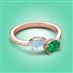 3 - Afra 1.40 ctw Aquamarine Pear Shape (7x5 mm) & Emerald Oval Shape (7x5 mm) Toi Et Moi Engagement Ring 